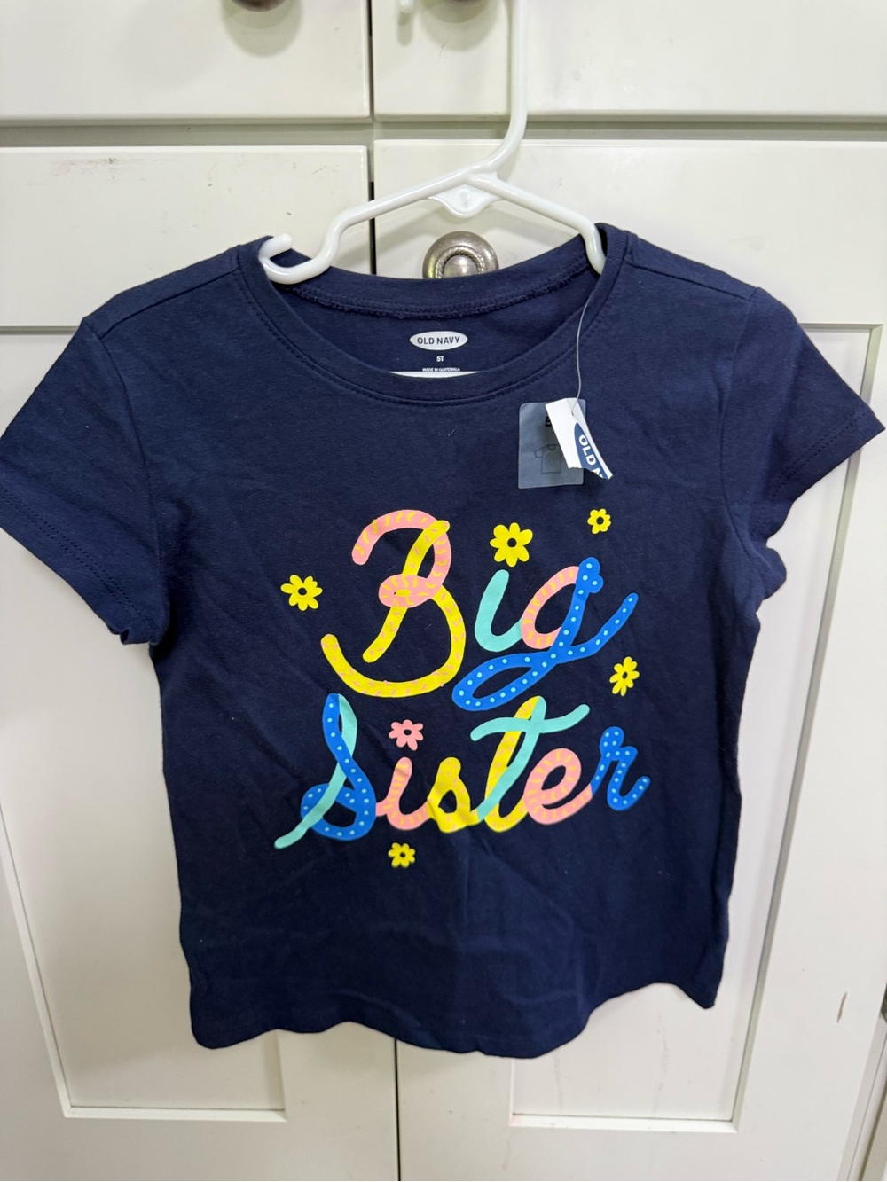 Old Navy Navy 'Big Sister' Short-Sleeve Tee with Rainbow Graphic